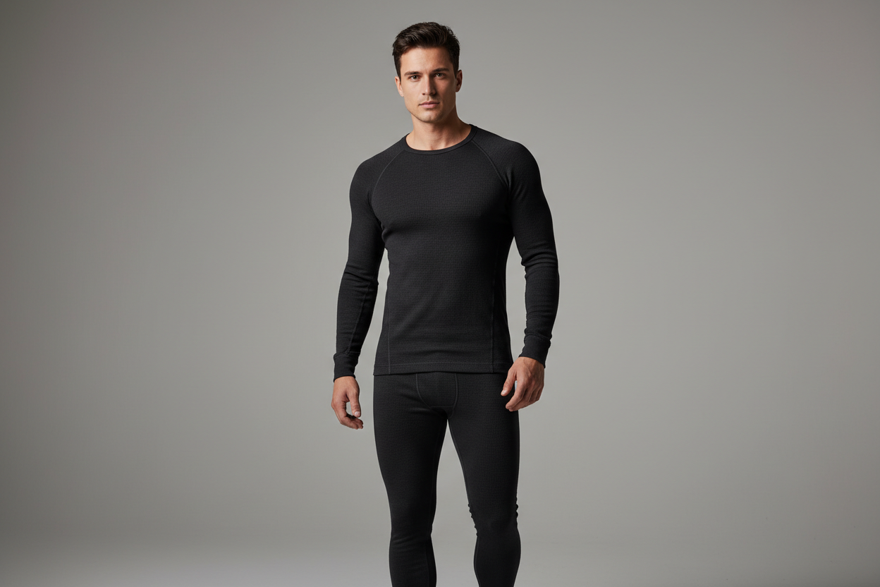 siyah renk erkek termal içlik giyen manken resmi lazım. resim doğal olsun. yatay boyutta görünsün